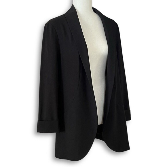 Simply Styled By Sears Solid Black Blazer With Rolled Cuffs Business Casual Sz L - Picture 2 of 13